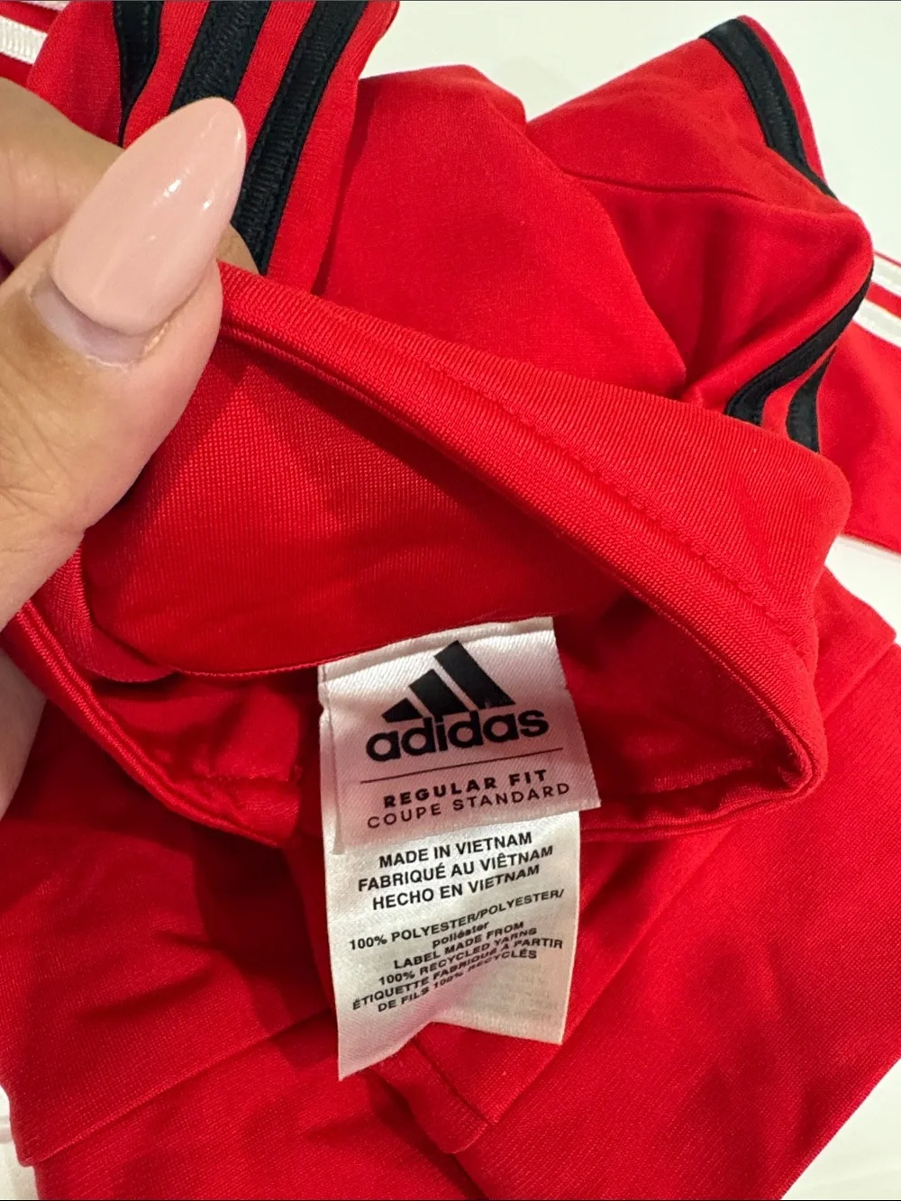 adidas Red Kids Full-Zip Hoodie with Black Stripe